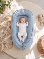 Kokon niemowlęcy dwustronny kojec otulacz Premium MY SWEET BABY- brudny niebieski - obrazek 2