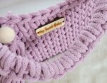 Kosz Mojżesza BOHO bawełniany nosidełko dla lalek z drewnianą kołyską - lawenda - obrazek 3