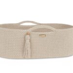 Kosz Mojżesza BOHO bawełniany Handmade z materacykiem - śmietanka