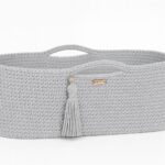 Kosz Mojżesza BOHO bawełniany Handmade z materacykiem - jasny szary