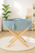 Kosz Mojżesza BOHO Handmade ze stojakiem misty blue - obrazek 2
