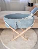Kosz Mojżesza BOHO Handmade ze stojakiem misty blue - obrazek 5