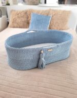 Kosz Mojżesza BOHO bawełniany Handmade z materacykiem - misty blue - obrazek 5