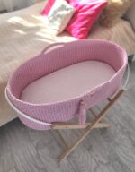 Kosz Mojżesza BOHO bawełniany Handmade z materacykiem - różowy - obrazek 4