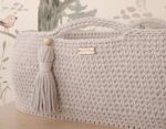 Kosz Mojżesza BOHO bawełniany Handmade z materacykiem - jasny beżowy - obrazek 5