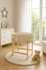 Kosz Mojżesza BOHO Handmade z kołyską - śmietanka - obrazek 3