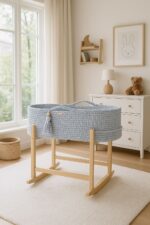Kosz Mojżesza BOHO Handmade z kołyską - szary - obrazek 3