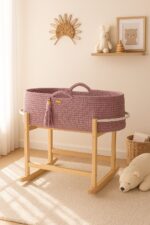 Kosz Mojżesza BOHO Handmade z kołyską - lawendowy - obrazek 3