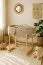 Kosz Mojżesza BOHO Handmade z kołyską - jasny beż - obrazek 4