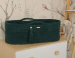 Kosz Mojżesza BOHO Handmade ze stojakiem - butelkowa zieleń - obrazek 2