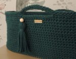 Kosz Mojżesza BOHO Handmade ze stojakiem - butelkowa zieleń - obrazek 3